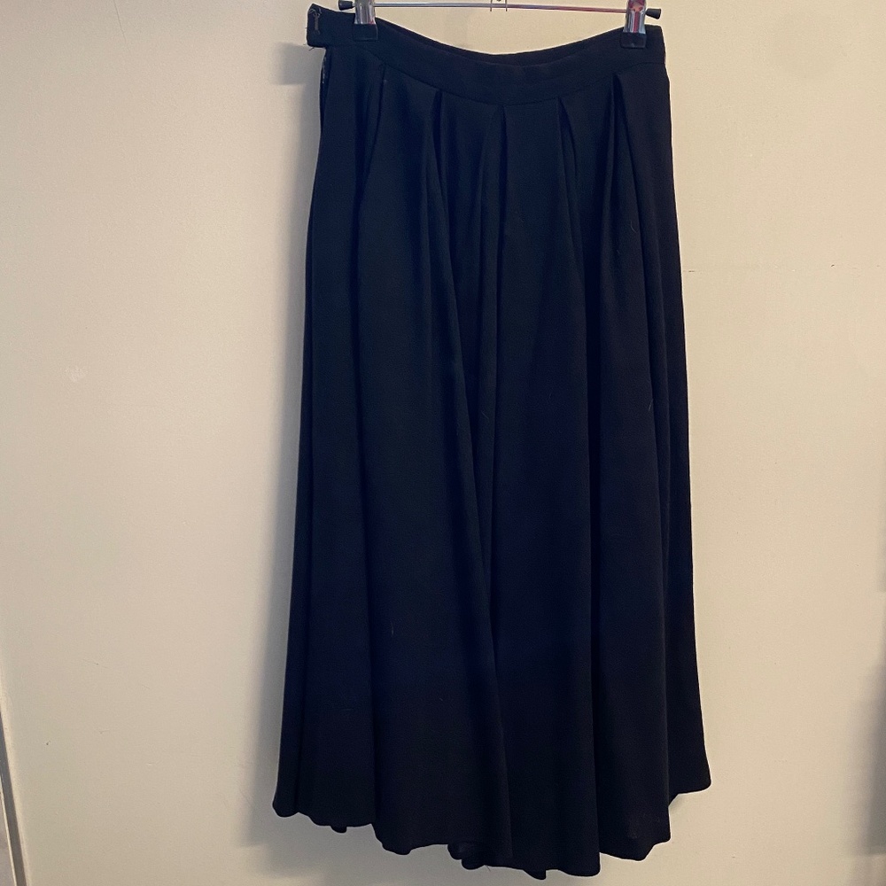 Vintage Anne Klein Navy Wool Blend Maxi Skirt
